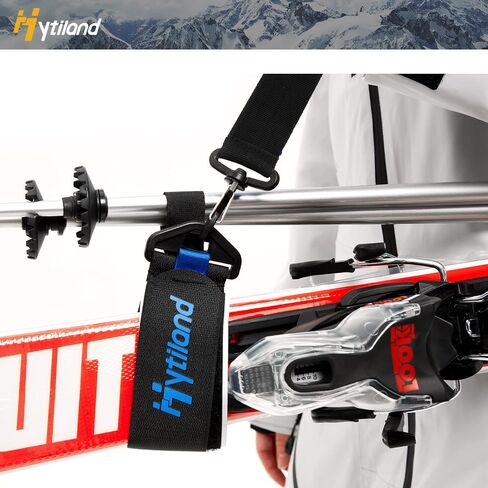Hytiland Ski & Pole Carrier Straps, Adjustable Ski Shoulder Strap with EVA Holder Protect from Scratches, Downhill Skiing Gear Ski Accessories for Men and Women in Kuwait