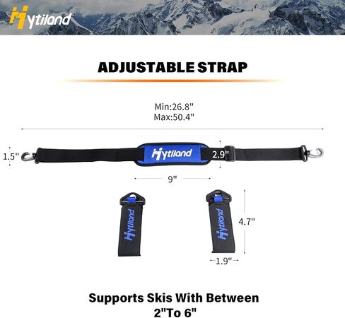 Hytiland Ski & Pole Carrier Straps, Adjustable Ski Shoulder Strap with EVA Holder Protect from Scratches, Downhill Skiing Gear Ski Accessories for Men and Women in Kuwait