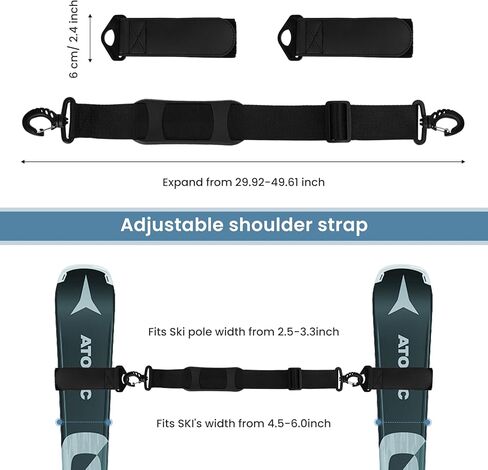 حزام تزلج وحامل عمود، احزمة حمل تزلج مبطنة قابلة للتعديل، اكسسوارات التزلج على المنحدرات للبالغين والمراهقين للتزلج على الجليد والانشطة الخارجية في الشتاء in Kuwait