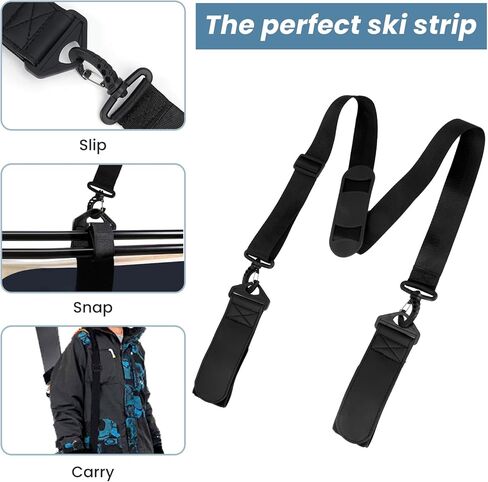 حزام تزلج وحامل عمود، احزمة حمل تزلج مبطنة قابلة للتعديل، اكسسوارات التزلج على المنحدرات للبالغين والمراهقين للتزلج على الجليد والانشطة الخارجية في الشتاء in Kuwait
