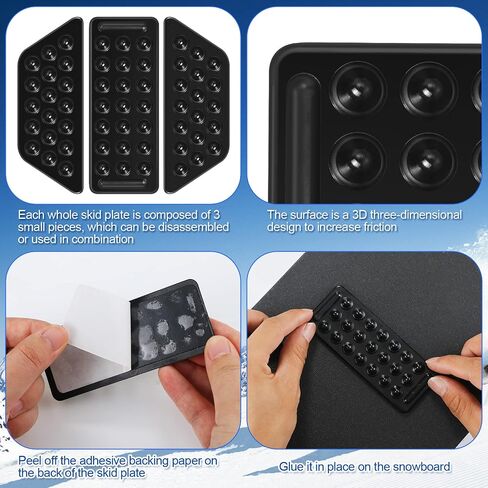 Kathfly 4 Pcs Snowboard Stomp Pads 3D Black and Clear Anti Slip Stomp Pad Mat for Men and Women Outdoor Sports to Enhance Snowboarding Skills in Saudi Arabia