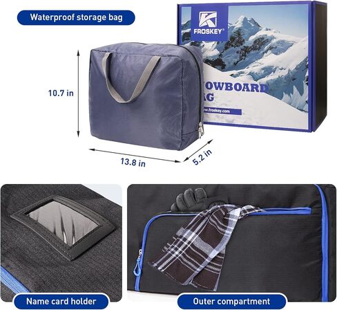 Froskey 12mm Padded Snowboard Bag for Air Travel, Fits 158cm Snowboard/Skis, Waterproof Snowboard Travel Bags for Flying in Saudi Arabia