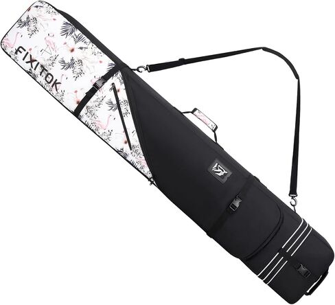 حقيبة التزلج على الجليد والتزلج من FIXITOK للسفر الجوي، حقيبة تزلج مبطنة بالكامل مقاومة للماء تناسب اللوحة والأحذية طويلة الرقبة والملابس والخوذة والعتاد، حقيبة تزلج بطول قابل للتعديل (157 سم - 181 سم) in Kuwait