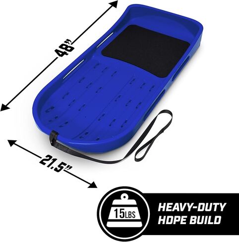 زلاجة ثلجية فاخرة لشخصين من GoSports مع هيكل مزدوج الجدران وحزام سحب ومقعد مبطن - اختر بين الأحمر والأزرق in Kuwait