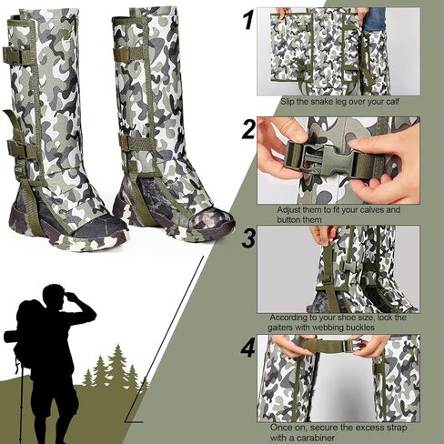 جراميق الثعبان للصيد شقوق الثعبان المقاومة للماء، واقيات الثعبان لحماية عضات الثعبان من أجل الجزء السفلي من الساقين، جراميق الأحذية مناسب للرجال والنساء، حجم قابل للتعديل للصيد والمشي لمسافات طويلة والعمل في المزرعة in Kuwait