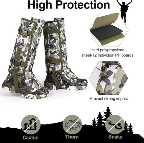 جراميق الثعبان للصيد شقوق الثعبان المقاومة للماء، واقيات الثعبان لحماية عضات الثعبان من أجل الجزء السفلي من الساقين، جراميق الأحذية مناسب للرجال والنساء، حجم قابل للتعديل للصيد والمشي لمسافات طويلة والعمل في المزرعة in Kuwait