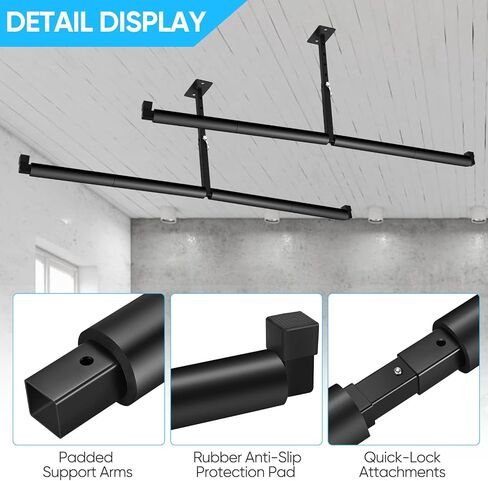 DACK Snowboard Ceiling Storage Rack, 10-18 Inch Adjustable Ski Rack, with Double SUP Longboard Kayaks Hanger, 80lbs Per Side Overhead Mount for Garage and Indoor in Kuwait