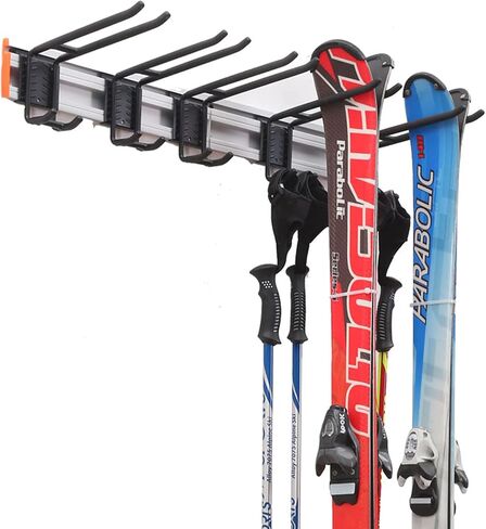 Homeon Wheels Aluminum Ski Storage Rack Holds 6 Pairs of Skis Ski Rack for Garage Wall Padded Hooks Ski Rack Wall Max 300 lbs. in Kuwait