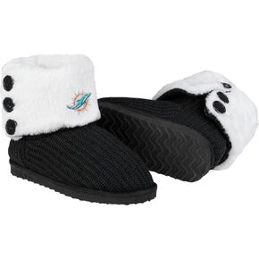 FOCO Womens NFL Team Logo Knit High End Black Button Boots in Kuwait