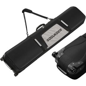 حقيبة SOGUKOER على الجليد مع عجلات، حقيبة على الجليد مبطنة وحقيبة تزلج وحقيبة سفر مقاومة للماء للوح الجليد والنظارات والقفازات والزلاجات والإكسسوارات in Kuwait