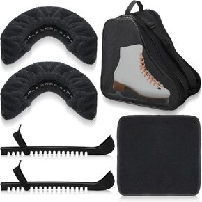 Liliful 4 Pcs Skate Guards Skate Blade Covers Towel Ice Inline Skate Bag Set Ice Skating Guards for Kids Youth Adult Figure Skating or Hockey
