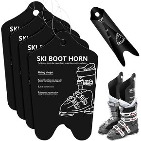 Adnee 4Pcs Ski Boot Horn - 13 inch Shoe Horn for Ski and Snowboard Boots - Cuttable Shoe Helper Shoe Horn,Great for Skiers of All Ages