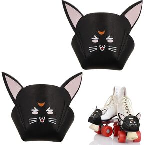 Zhanmai 2 Pieces Shape Toe Cap Guard Protectors Artificial Leather Toe Cap Guards Roller Skate Protectors Leather Roller Cap Protectors with Ears for Quad Roll Skate (Cat)