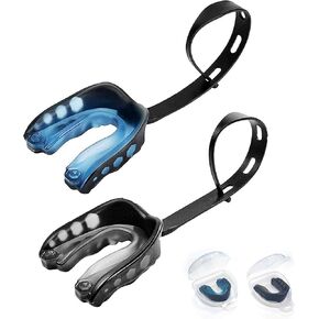 2 Pack Football Mouth Guard, Sports Mouth Guard Football Youth Football Mouthguard with Strap and Box Basketball, Sport Mouthguard for Lacrosse, Hockey, MMA(Youth Age 10-15)