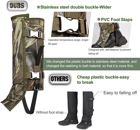 واقيات ساق الثعبان لحماية لدغات الثعبان، شقوق ثعبان مقاومة للماء مع أبازيم من الفولاذ المقاوم للصدأ، واقيات ثعبان 1000D لأسفل الساقين، أغطية أحذية مناسبة للرجال والنساء in Kuwait