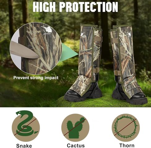 واقيات ساق الثعبان لحماية لدغات الثعبان، شقوق ثعبان مقاومة للماء مع أبازيم من الفولاذ المقاوم للصدأ، واقيات ثعبان 1000D لأسفل الساقين، أغطية أحذية مناسبة للرجال والنساء in Kuwait