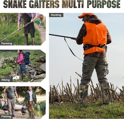 واقيات ساق الثعبان لحماية لدغات الثعبان، شقوق ثعبان مقاومة للماء مع أبازيم من الفولاذ المقاوم للصدأ، واقيات ثعبان 1000D لأسفل الساقين، أغطية أحذية مناسبة للرجال والنساء in Kuwait