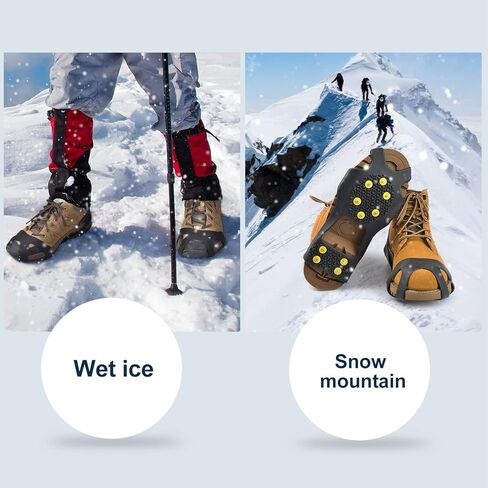 حذاء LACE INN ذو مقابض ثلج للمشي على الثلج والجليد، 20 مسمارًا فولاذيًا سهل الارتداء (زوج واحد) in Kuwait