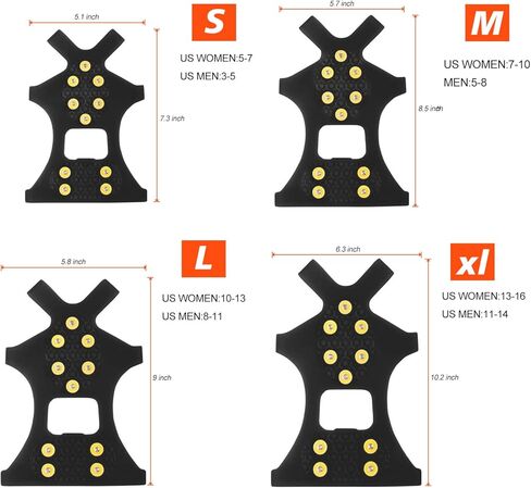حذاء LACE INN ذو مقابض ثلج للمشي على الثلج والجليد، 20 مسمارًا فولاذيًا سهل الارتداء (زوج واحد) in Kuwait