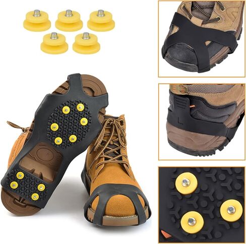 حذاء LACE INN ذو مقابض ثلج للمشي على الثلج والجليد، 20 مسمارًا فولاذيًا سهل الارتداء (زوج واحد) in Kuwait