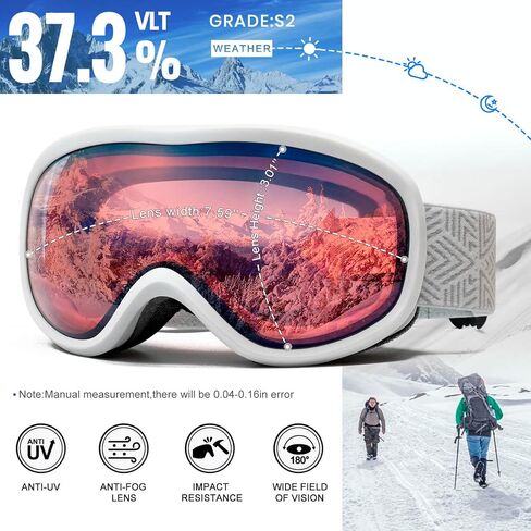AVV OTG Ski Goggles for Men Women With Anti-Fog Dual Layer lens, UV400 Snow Goggle for Snowboarding Snowmobiling Skating in Kuwait