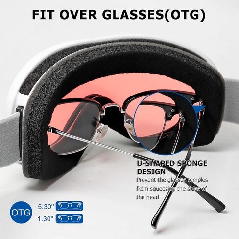 AVV OTG Ski Goggles for Men Women With Anti-Fog Dual Layer lens, UV400 Snow Goggle for Snowboarding Snowmobiling Skating in Kuwait