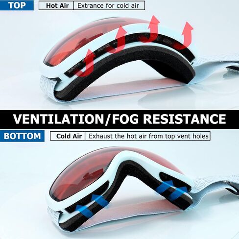 AVV OTG Ski Goggles for Men Women With Anti-Fog Dual Layer lens, UV400 Snow Goggle for Snowboarding Snowmobiling Skating in Kuwait
