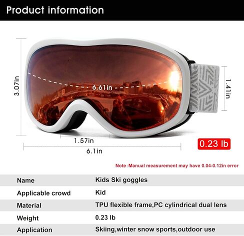 AVV OTG Ski Goggles for Men Women With Anti-Fog Dual Layer lens, UV400 Snow Goggle for Snowboarding Snowmobiling Skating in Kuwait