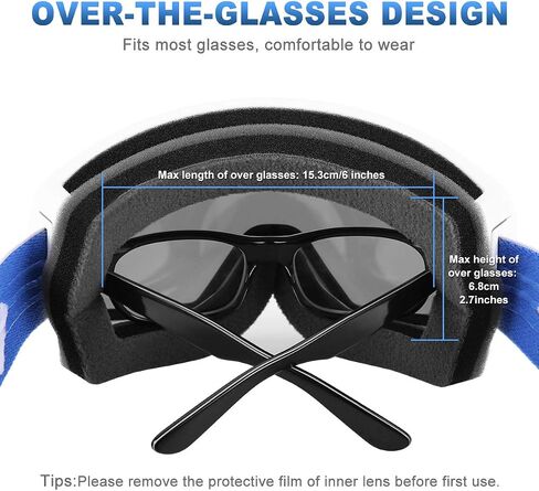 SH HORVATH Ski Snowboard OTG Goggles, HD Mirrored Anti-Fog Goggle for Men Women in Kuwait