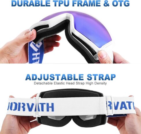 SH HORVATH Ski Snowboard OTG Goggles, HD Mirrored Anti-Fog Goggle for Men Women in Kuwait