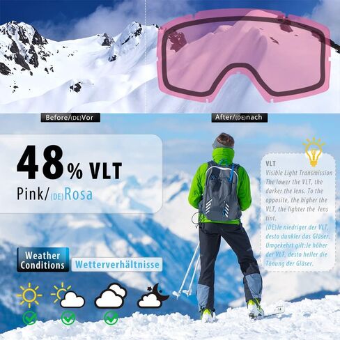 ZABERT Ski Snow Goggles for Men Women Youth, Over Glasses OTG Anti-fog 100% UV Protection Stylish Ultra HD Comfy in Saudi Arabia