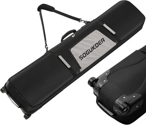 حقيبة SOGUKOER على الجليد مع عجلات، حقيبة على الجليد مبطنة وحقيبة تزلج وحقيبة سفر مقاومة للماء للوح الجليد والنظارات والقفازات والزلاجات والإكسسوارات in Kuwait