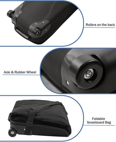 حقيبة SOGUKOER على الجليد مع عجلات، حقيبة على الجليد مبطنة وحقيبة تزلج وحقيبة سفر مقاومة للماء للوح الجليد والنظارات والقفازات والزلاجات والإكسسوارات in Kuwait