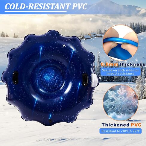 أنبوب ثلج STUDESK، زلاجة ثلجية كبيرة قابلة للنفخ مقاس 57 بوصة للبالغين، زلاجات ثلج سميكة شديدة التحمل مع مقابض، متعة التزلج في الهواء الطلق في الشتاء للبنين والبنات والأنشطة العائلية in Kuwait