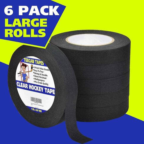 Hockey Tape | Multipurpose Cloth Tape Roll for Ice & Roller Hockey Stick, Blade & Handle Protector | Strong Over Grip for Lacrosse Baseball Bat | Sports Gifts, Accessories, Equipment, Gear in Kuwait