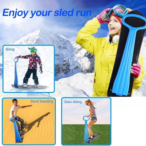 Femont Ski Scooter Snow Sled Board for Outdoor Sports, Cold-Resistant Snowboard Snow Sleigh Kick-Scooter with Strength Handle for Using on Snow,Grass,Sand Downhill Sliding,Winter Toys in Kuwait