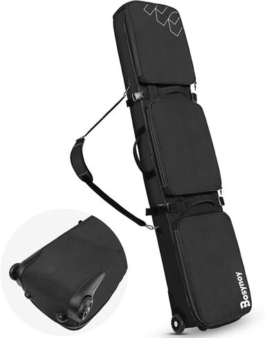 Bosynoy Ski Bag with Wheels, Waterproof Roller Snowboard Bag for Flying Air Travel, 164cm (Extendable to 175 cm) Durable Padded Ski Boot Bag Storage Ski Board Boots, Helmet, Jacket in Saudi Arabia