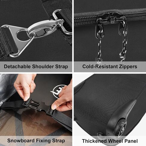 Bosynoy Ski Bag with Wheels, Waterproof Roller Snowboard Bag for Flying Air Travel, 164cm (Extendable to 175 cm) Durable Padded Ski Boot Bag Storage Ski Board Boots, Helmet, Jacket in Saudi Arabia
