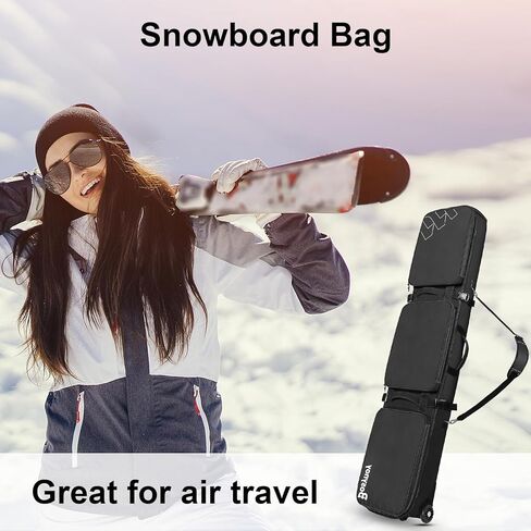 Bosynoy Ski Bag with Wheels, Waterproof Roller Snowboard Bag for Flying Air Travel, 164cm (Extendable to 175 cm) Durable Padded Ski Boot Bag Storage Ski Board Boots, Helmet, Jacket in Saudi Arabia
