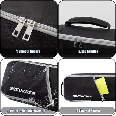 SOGUKOER Ski Bag Padded Transport Bag for Skis Detachable Shoulder Strap, Carrying Bag for Skis up to 185cm/195cm with Separated Pole Pockets, Ski Straps in Kuwait