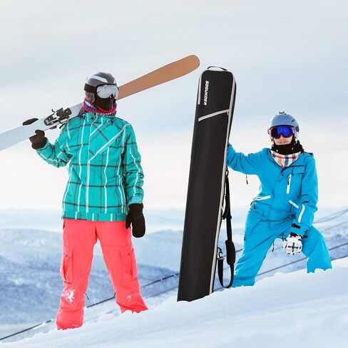 SOGUKOER Ski Bag Padded Transport Bag for Skis Detachable Shoulder Strap, Carrying Bag for Skis up to 185cm/195cm with Separated Pole Pockets, Ski Straps in Kuwait