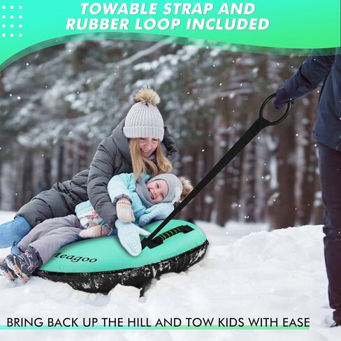 أنابيب ثلج Meagoo للتزلج شديدة التحمل، قابلة للنفخ 40 بوصة زلاجة ثلجية مع مقعد وسادة، أنبوب تزلج قوي بغطاء أكسفورد 600D مع حزام قابل للسحب ومقابض معززة in Kuwait