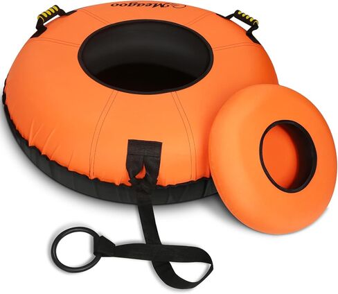 انبوب ثلج شديد التحمل من ميجو، انبوب زلاجة ثلج متين قابل للنفخ مقاس 40 انش مع مقعد وسادة، غطاء قماشي 600D متين ممتاز مع حلقة سحب قابلة للسحب ومقابض معززة للبالغين والاطفال in Kuwait