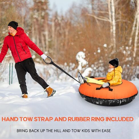 انبوب ثلج شديد التحمل من ميجو، انبوب زلاجة ثلج متين قابل للنفخ مقاس 40 انش مع مقعد وسادة، غطاء قماشي 600D متين ممتاز مع حلقة سحب قابلة للسحب ومقابض معززة للبالغين والاطفال in Kuwait