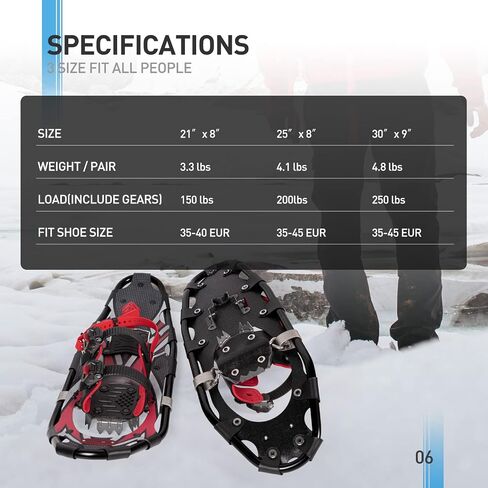 G2 21/25/30/36 Inches Light Weight Snowshoes for Women Men Youth, Set with Tote Bag, Special EVA Padded Ratchet Binding, Heel Lift, Orange/Blue Available in Saudi Arabia