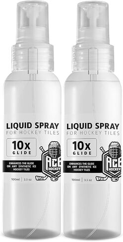 ACE HOCKEY Liquid Spray for Hockey Tiles (2X) - Increases Puck Glide on Synthetic Ice Surfaces - Improves Hockey Stickhandling, Shooting and Passing Practices Experience in Kuwait