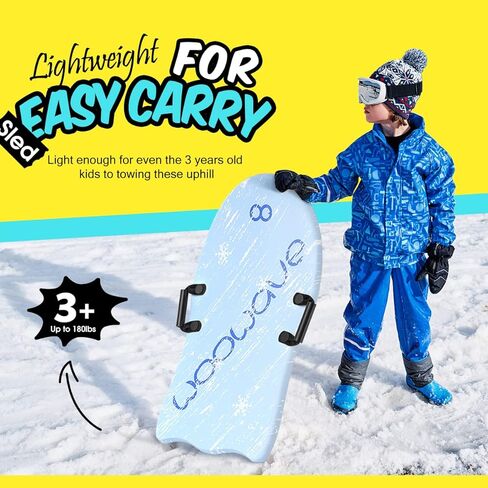 زلاجات إسفنجية من WOOWAVE للأطفال خفيفة الوزن للغاية مقاس 91.44 سم مزلجة ثلجية مع قلب من البولي إيثيلين وقاعدة ناعمة in Kuwait