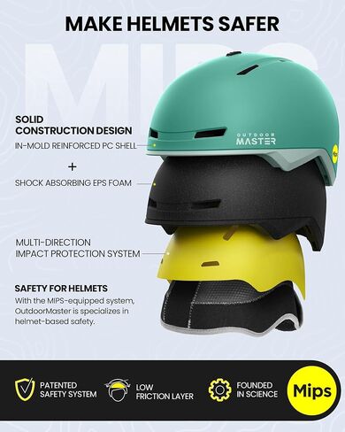خوذة التزلج OutdoorMaster MIPS، خوذة التزلج على الجليد للرجال والنساء والشباب، خوذة الثلج مع 8 فتحات قابلة للتعديل، هيكل الكمبيوتر وخوذة التزلج على الجليد من رغوة EPS خوذة رياضية للثلج، خوذة تزلج معتمدة in Kuwait