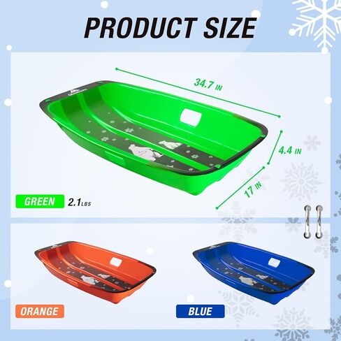 زلاجات الثلج للشتاء، زلاجات بلاستيكية مقاومة للبرد مع حبل سحب ومقابض للأطفال والكبار in Kuwait
