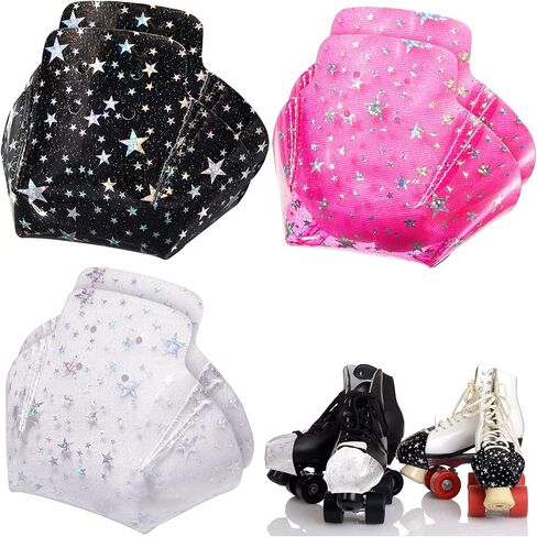 SATINIOR 6 Pieces Toe Cap Guards Protectors PVC Skate Toe Caps Roller Toe Guards for Quad Roller Skates, Black White Pink in Saudi Arabia
